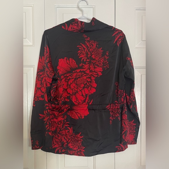 La Vie en Rose - Silk long sleeve top - double button and tie closure - size med - Picture 4 of 10